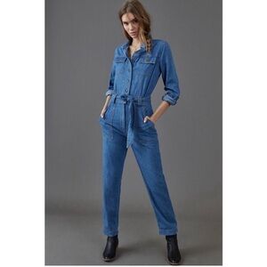 Anthropologie Pilcro and the Letterpress Classic Jumpsuit in Denim Rinsed, XL